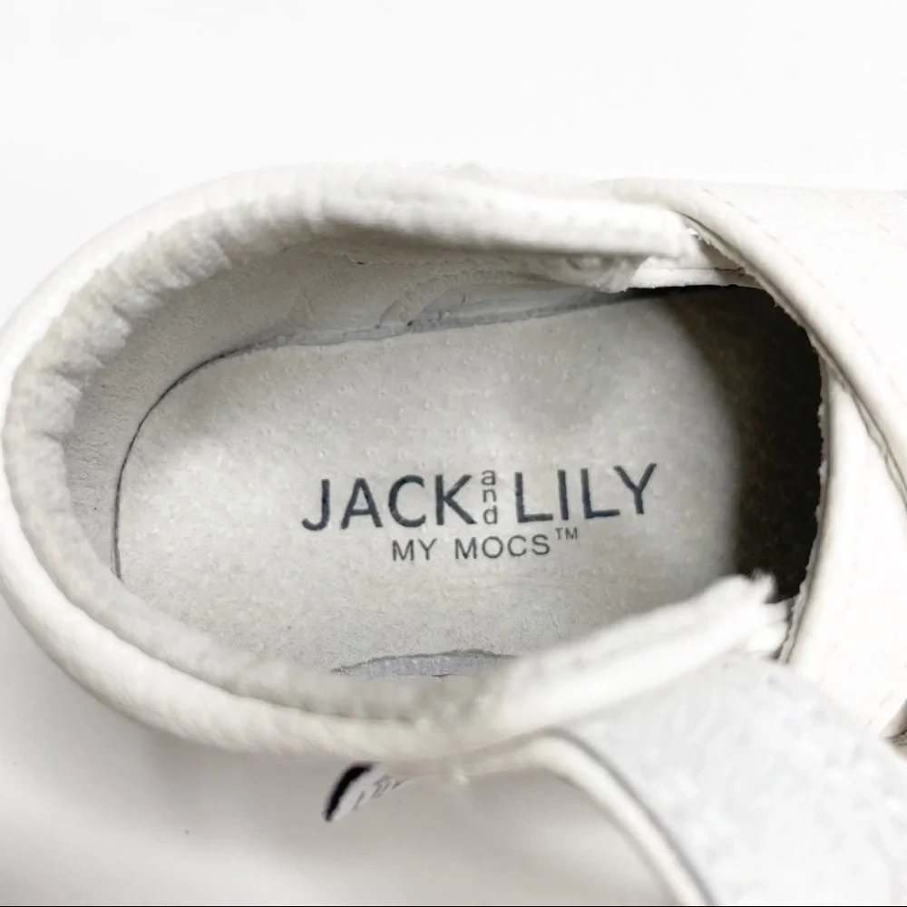 Jack and Lily My Mocs White Leather Strappy Mary Jane Moccasins